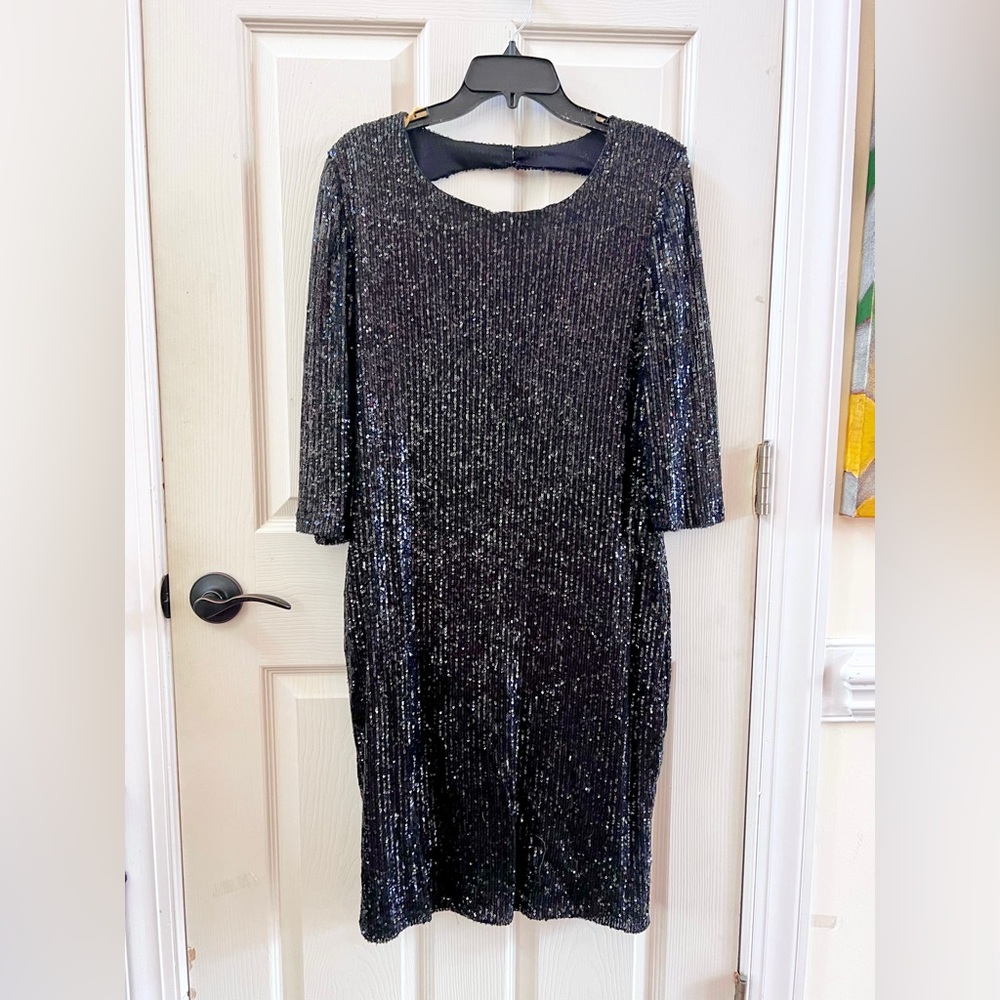 NWT New York & Company black sequin dress size large